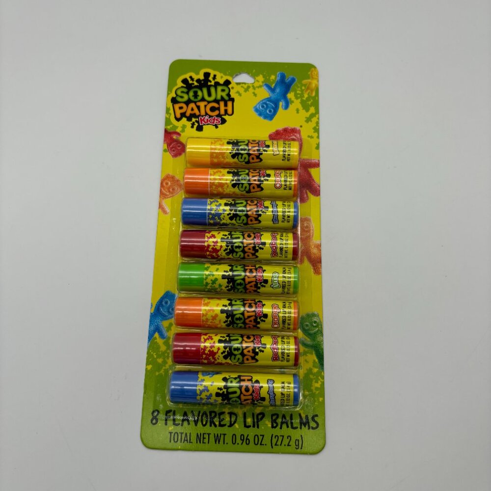 Sour Patch Kids 8 Pack Flavored Lip Balms NEW Blue Raspberry Lemon Orange Lime